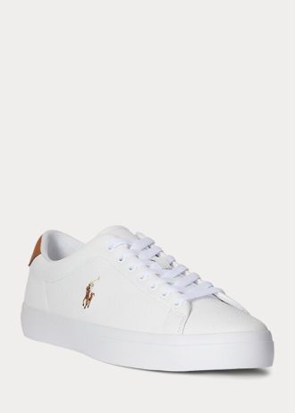 Pantofi albi din piele Ralph Lauren Longwood pentru bărbați
