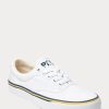 Pantofi albi din pânză de bumbac cu logo Ralph Lauren de damă Pantofi albi din pânză de bumbac cu logo Ralph Lauren de damă