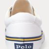 Pantofi albi din pânză de bumbac cu logo Ralph Lauren de damă Pantofi albi din pânză de bumbac cu logo Ralph Lauren de damă