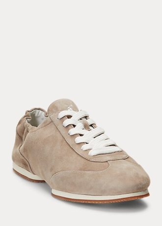 Pantofi de balerină Ralph Lauren The Suede Pony de damă gri