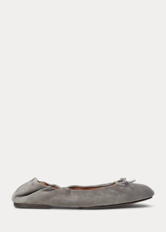 Pantofi de balet de damă gri Ralph Lauren The Suede Pony
