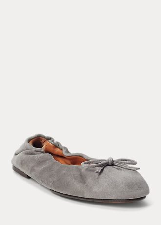 Pantofi de balet de damă gri Ralph Lauren The Suede Pony