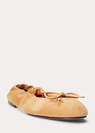 Pantofi de balet de damă kaki Ralph Lauren The Suede Pony