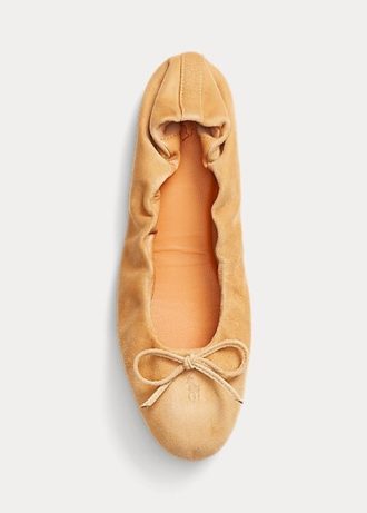 Pantofi de balet de damă kaki Ralph Lauren The Suede Pony