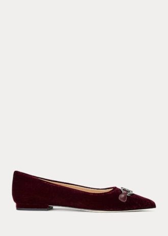 Pantofi de balet din catifea Lilah de damă Burgundy Ralph Lauren