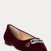 Pantofi de balet din catifea Lilah de damă Burgundy Ralph Lauren Pantofi de balet din catifea Lilah de damă Burgundy Ralph Lauren