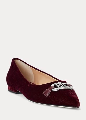 Pantofi de balet din catifea Lilah de damă Burgundy Ralph Lauren
