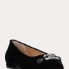 Pantofi de balet din catifea Lilah de damă negri Ralph Lauren Pantofi de balet din catifea Lilah de damă negri Ralph Lauren
