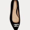 Pantofi de balet din catifea Lilah de damă negri Ralph Lauren Pantofi de balet din catifea Lilah de damă negri Ralph Lauren