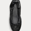 Pantofi de balet din piele de miel matlasată Ralph Lauren de damă negri Pantofi de balet din piele de miel matlasată Ralph Lauren de damă negri