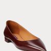 Pantofi de balet maro Ralph Lauren Kendrya din piele de vițel Pantofi de balet maro Ralph Lauren Kendrya din piele de vițel