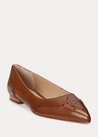 Pantofi de balet maro Ralph Lauren Loraine din piele lustruită