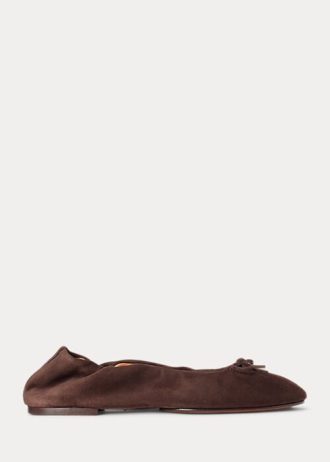 Pantofi de balet maro Ralph Lauren The Suede Pony pentru femei