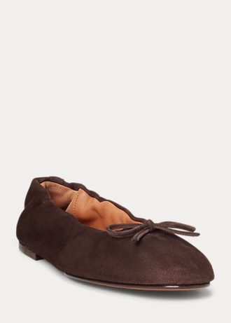 Pantofi de balet maro Ralph Lauren The Suede Pony pentru femei