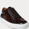 Pantofi de bărbați maro închis Ralph Lauren Severn din piele de vițel lustruită