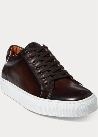 Pantofi de bărbați maro închis Ralph Lauren Severn din piele de vițel lustruită Pantofi de bărbați maro închis Ralph Lauren Severn din piele de vițel lustruită