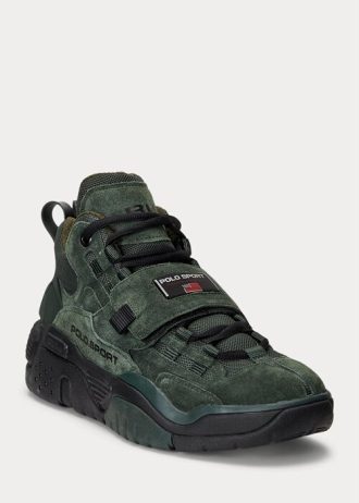 Pantofi de căprioară înalți Ralph Lauren PS100 verzi pentru bărbați Pantofi de căprioară înalți Ralph Lauren PS100 verzi pentru bărbați