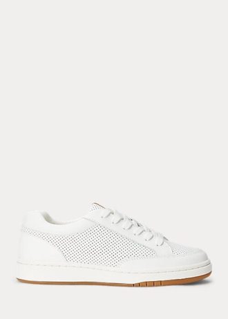 Pantofi de damă albi Ralph Lauren Hailey din piele perforată Pantofi de damă albi Ralph Lauren Hailey din piele perforată