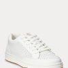 Pantofi de damă albi Ralph Lauren Hailey din piele perforată Pantofi de damă albi Ralph Lauren Hailey din piele perforată
