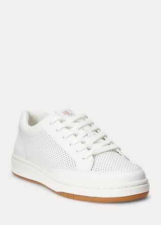 Pantofi de damă albi Ralph Lauren Hailey din piele perforată Pantofi de damă albi Ralph Lauren Hailey din piele perforată