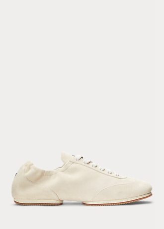 Pantofi de damă bej Ralph Lauren The Suede Pony Balerina