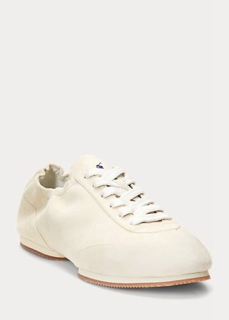 Pantofi de damă bej Ralph Lauren The Suede Pony Balerina