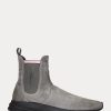 Pantofi de damă, gri, Ralph Lauren, din piele de căprioară, cu șosete Pantofi de damă, gri, Ralph Lauren, din piele de căprioară, cu șosete