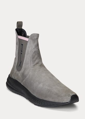 Pantofi de damă, gri, Ralph Lauren, din piele de căprioară, cu șosete