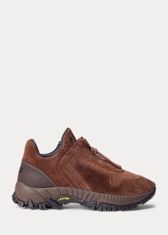 Pantofi de damă maro Ralph Lauren Grayson, din piele de căprioară, cu fermoar