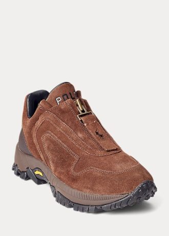 Pantofi de damă maro Ralph Lauren Grayson, din piele de căprioară, cu fermoar