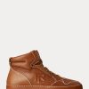 Pantofi de damă maro Ralph Lauren Jaemyn din piele de vițel înalți Pantofi de damă maro Ralph Lauren Jaemyn din piele de vițel înalți