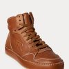 Pantofi de damă maro Ralph Lauren Jaemyn din piele de vițel înalți Pantofi de damă maro Ralph Lauren Jaemyn din piele de vițel înalți