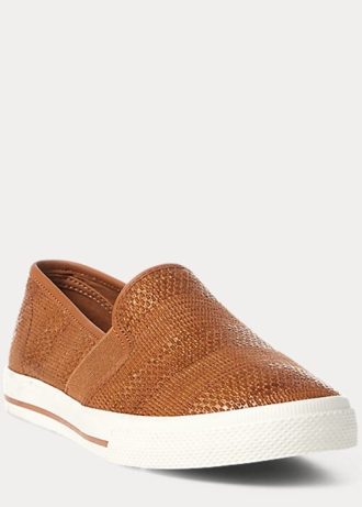 Pantofi de damă maro Ralph Lauren Jinny Woven Slip-On