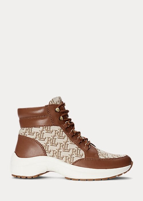 Pantofi de damă maro Ralph Lauren Rylee Monogram Jacquard înalți Pantofi de damă maro Ralph Lauren Rylee Monogram Jacquard înalți