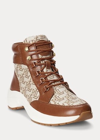 Pantofi de damă maro Ralph Lauren Rylee Monogram Jacquard înalți Pantofi de damă maro Ralph Lauren Rylee Monogram Jacquard înalți