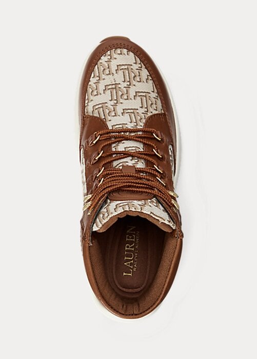 Pantofi de damă maro Ralph Lauren Rylee Monogram Jacquard înalți Pantofi de damă maro Ralph Lauren Rylee Monogram Jacquard înalți