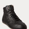Pantofi de damă negri Ralph Lauren Jaemyn din piele de vițel înalți