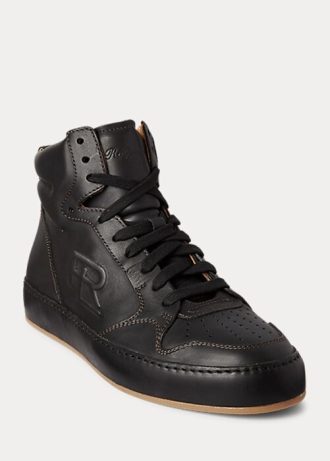 Pantofi de damă negri Ralph Lauren Jaemyn din piele de vițel înalți Pantofi de damă negri Ralph Lauren Jaemyn din piele de vițel înalți