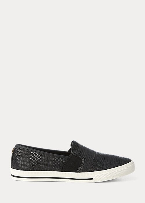 Pantofi de damă negri Ralph Lauren Jinny Woven Slip-On Pantofi de damă negri Ralph Lauren Jinny Woven Slip-On