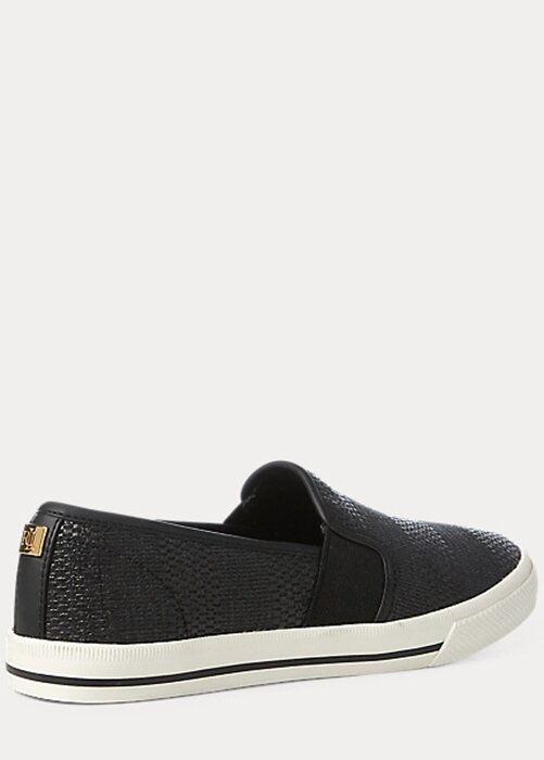Pantofi de damă negri Ralph Lauren Jinny Woven Slip-On Pantofi de damă negri Ralph Lauren Jinny Woven Slip-On