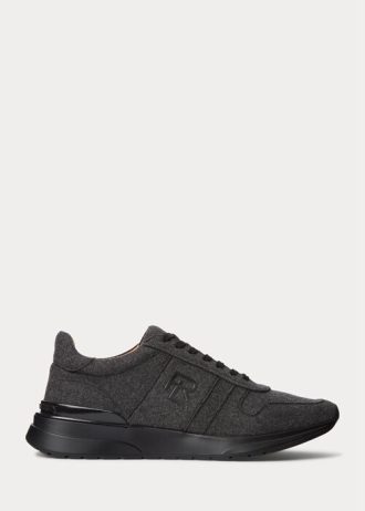 Pantofi de flanel de lână Ralph Lauren Ethan gri închis pentru bărbați Pantofi de flanel de lână Ralph Lauren Ethan gri închis pentru bărbați