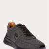 Pantofi de flanel de lână Ralph Lauren Ethan gri închis pentru bărbați Pantofi de flanel de lână Ralph Lauren Ethan gri închis pentru bărbați