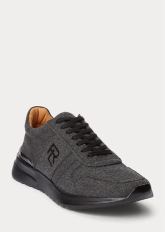 Pantofi de flanel de lână Ralph Lauren Ethan gri închis pentru bărbați Pantofi de flanel de lână Ralph Lauren Ethan gri închis pentru bărbați