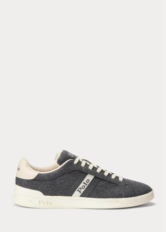 Pantofi de flanel Ralph Lauren Heritage Court II gri pentru bărbați Pantofi de flanel Ralph Lauren Heritage Court II gri pentru bărbați