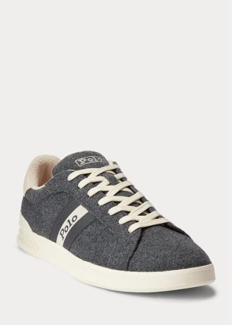 Pantofi de flanel Ralph Lauren Heritage Court II gri pentru bărbați Pantofi de flanel Ralph Lauren Heritage Court II gri pentru bărbați