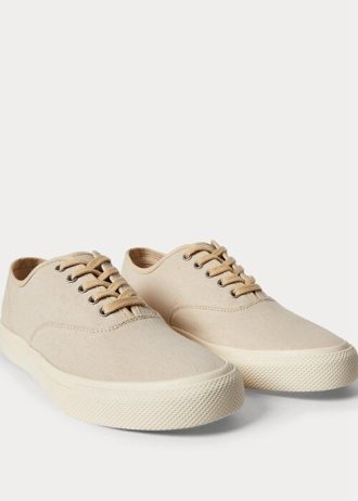 Pantofi de pânză Ralph Lauren bej pentru bărbați Pantofi de pânză Ralph Lauren bej pentru bărbați