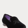 Pantofi de rochie din catifea brodate Ralph Lauren Alonzo pentru bărbați negri