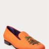 Pantofi de rochie din in brodat Ralph Lauren Alonzo portocalii pentru bărbați Pantofi de rochie din in brodat Ralph Lauren Alonzo portocalii pentru bărbați