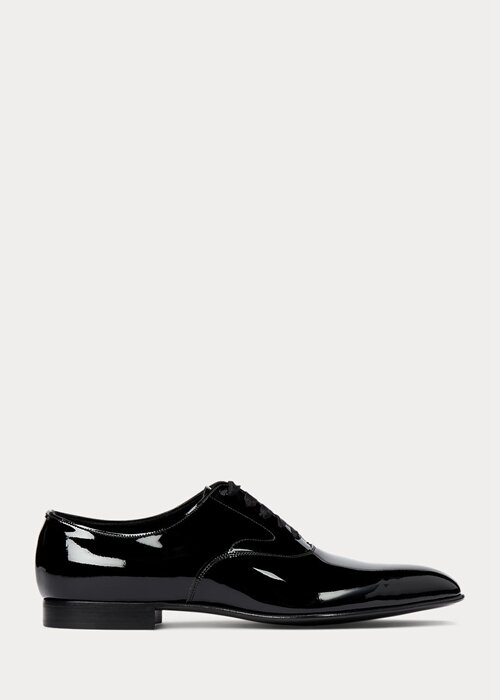 Pantofi de rochie din piele lăcuită Ralph Lauren Paget pentru bărbați negri Pantofi de rochie din piele lăcuită Ralph Lauren Paget pentru bărbați negri