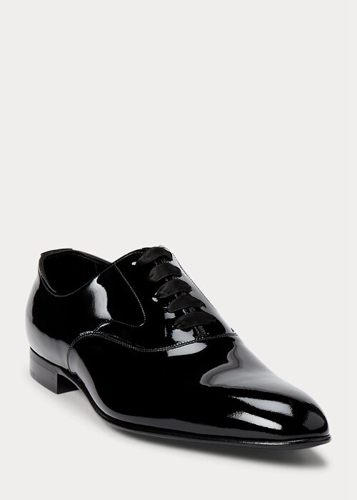 Pantofi de rochie din piele lăcuită Ralph Lauren Paget pentru bărbați negri Pantofi de rochie din piele lăcuită Ralph Lauren Paget pentru bărbați negri
